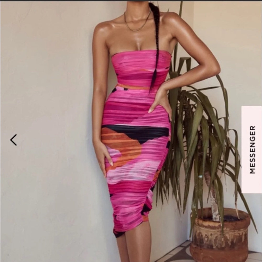 House Of CB Sasha Multicolor Strapless Ruched Dress